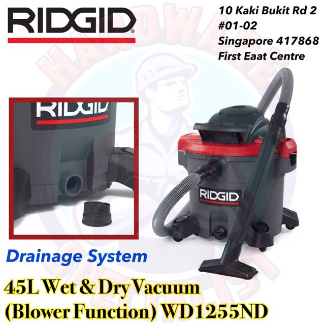 Ridgid 45l Wet Dry Vacuum Cleaner Wd1255nd Blower Function