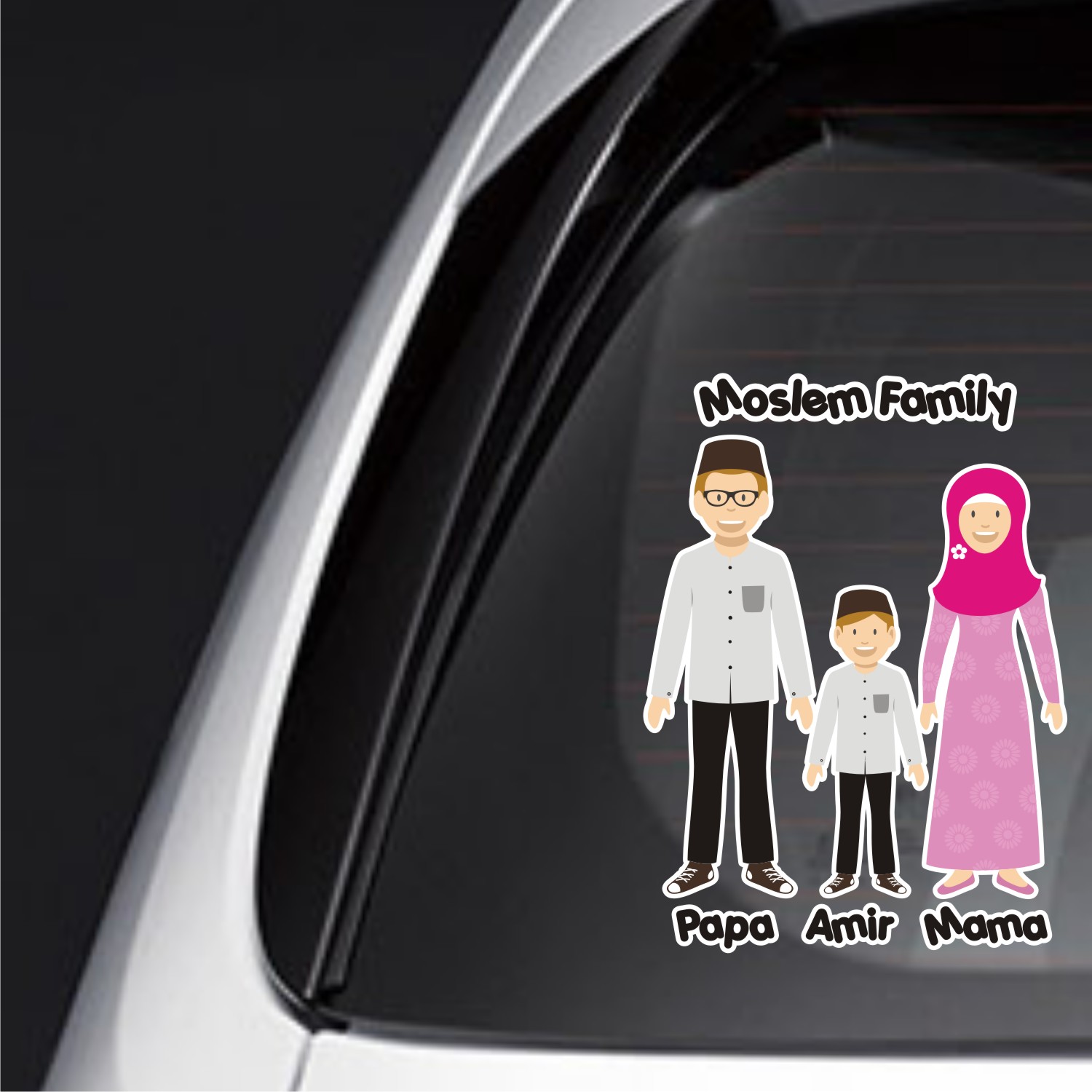 Stiker Mobil Sticker Mobil Happy Family Kaca Belakangfskpc033