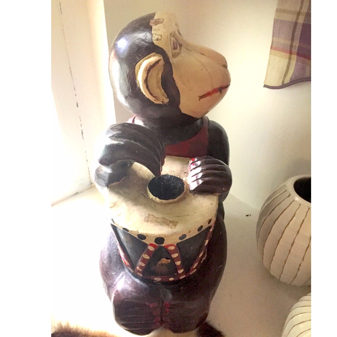 Vintage Rustic Drumming Monkey, Furniture & Home Living, Home Decor ...