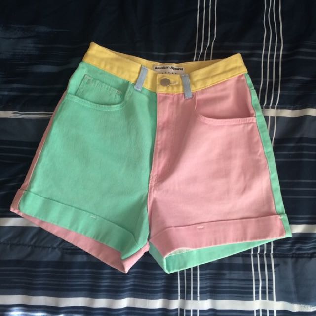 American apparel sale color block shorts