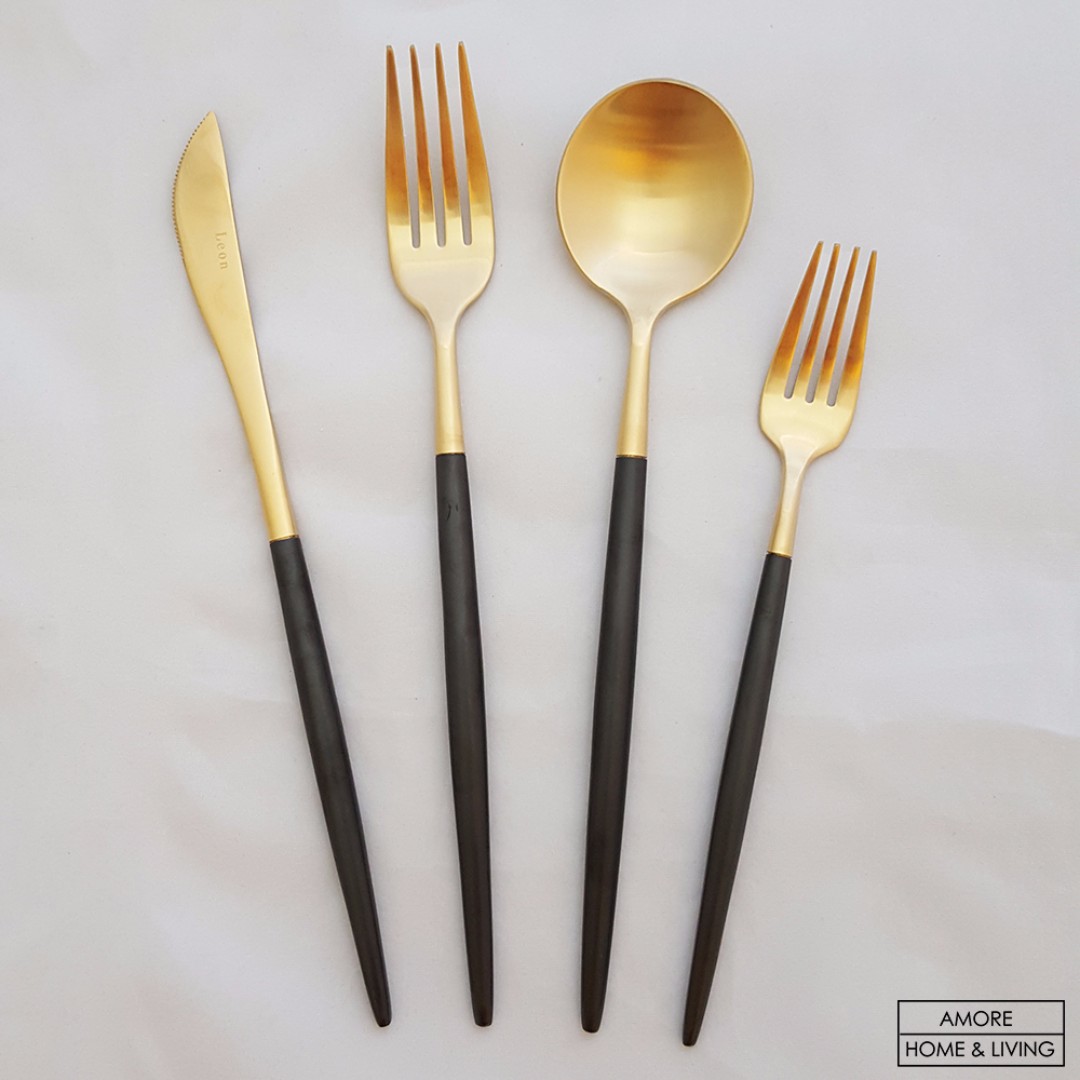Cutipol Inspired Black Gold Stainless Steel Cutlery Set Home Appliances On Carousell
