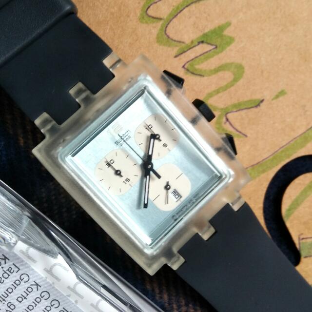 Swatch Square Chrono Afterburn, Men's Fashion, Watches on Carousell