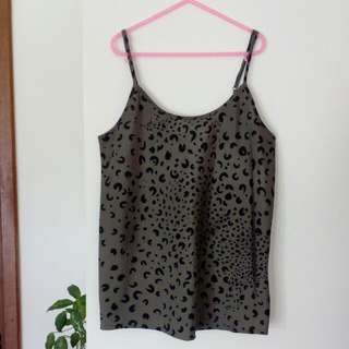 Target Silky Khaki Green Print Singlet Top