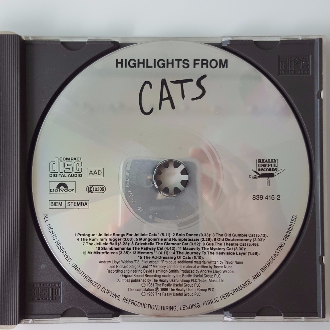 Cats Musical Sountrack Cd Highlights From Music Media Cds