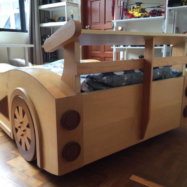 Custom Made Wooden Car Bed, Furniture & Home Living, Furniture, Bed ...