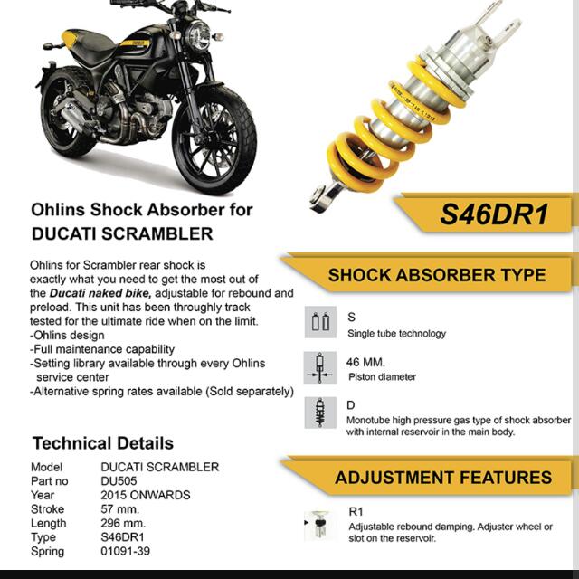 ducati scrambler ohlins rear shock