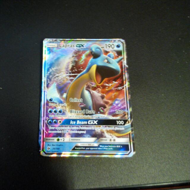 Lapras Gx Sun And Moon Ultra Rare Holo Pokemon Card Toys Games