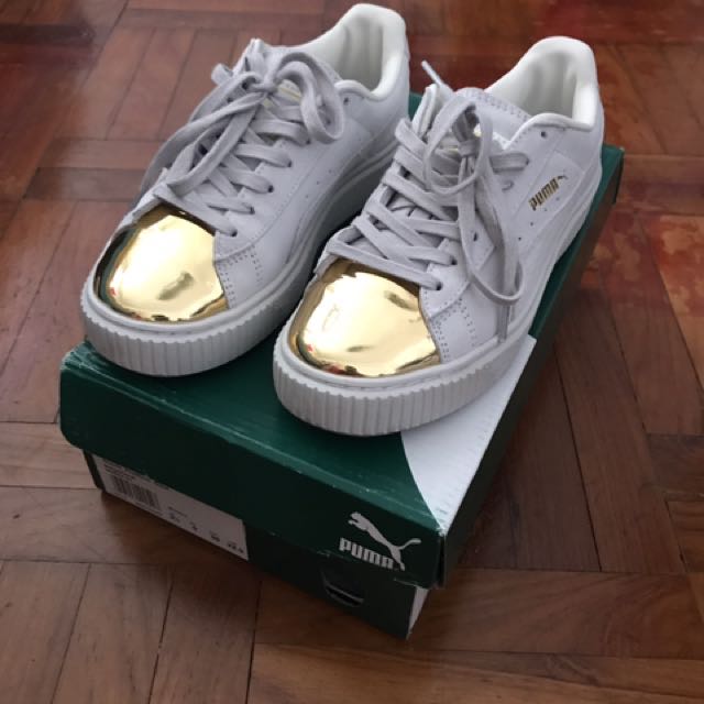 puma suede platform gold