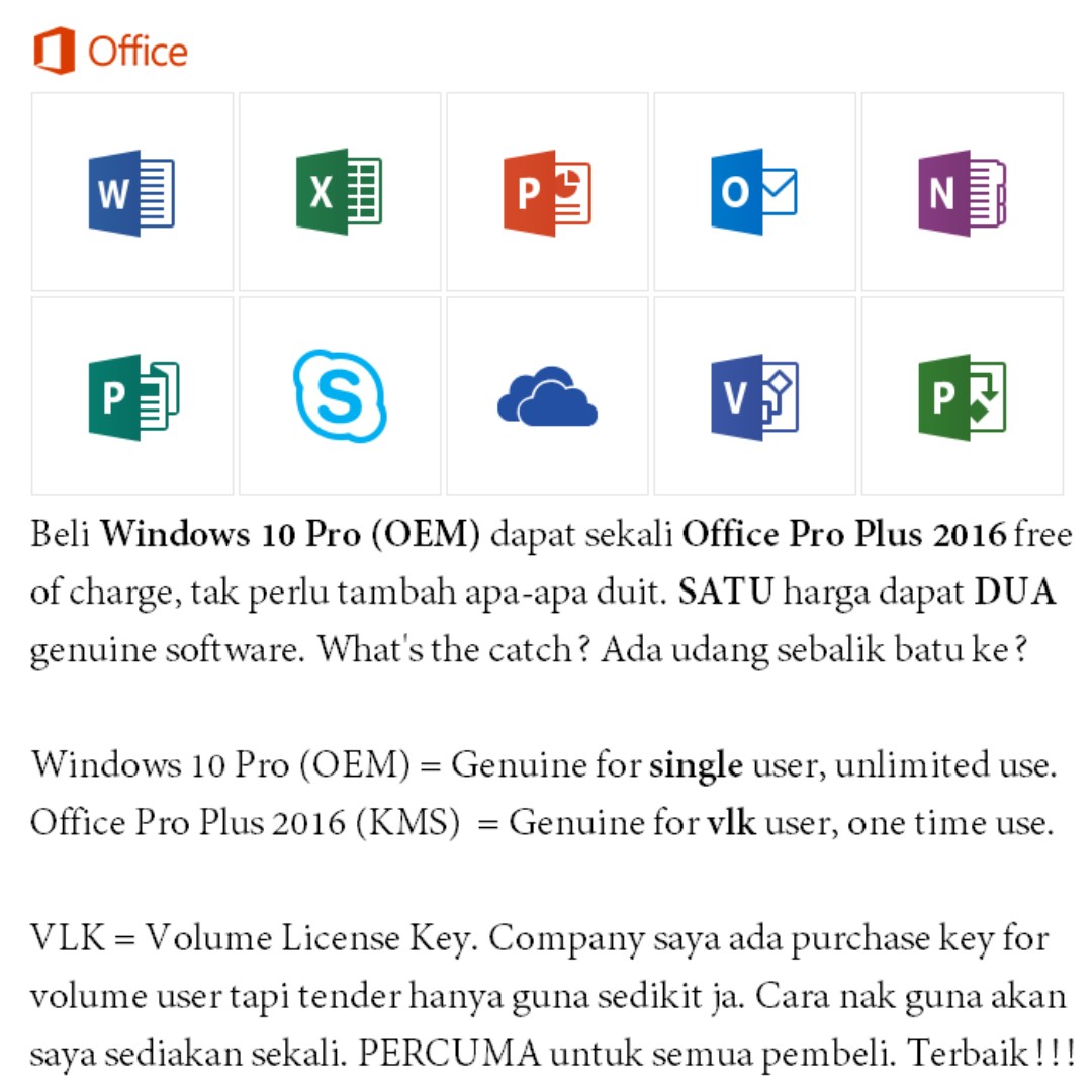 Windows 10 Pro 32bit 64bit Oem Free Microsoft Office