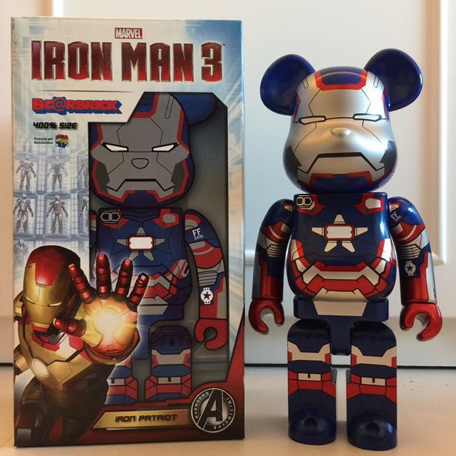 全新>Be@rbrick 400% Iron Man Patriot - Marvel Medicom Bearbrick 