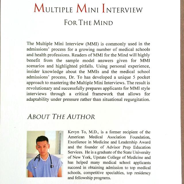 Bn Multiple Mini Interview For The Mind By Kevyn To M D Books