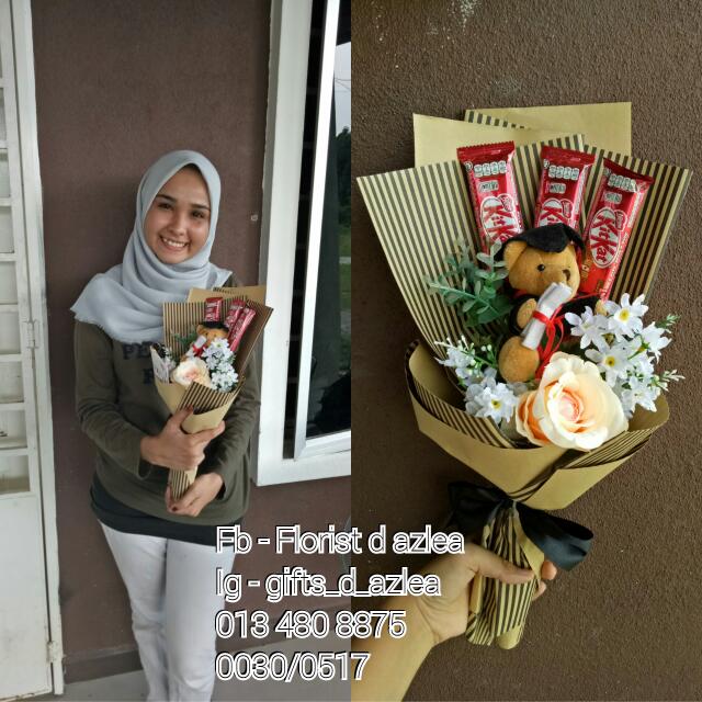 Gubahan fresh flowers+chocolate For more info contact Jeen…