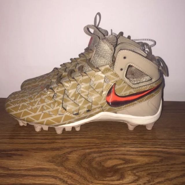 NEW YOUTH Nike HUARACHE V LAX ELITE sz 6 KHAKI RED Lacrosse
