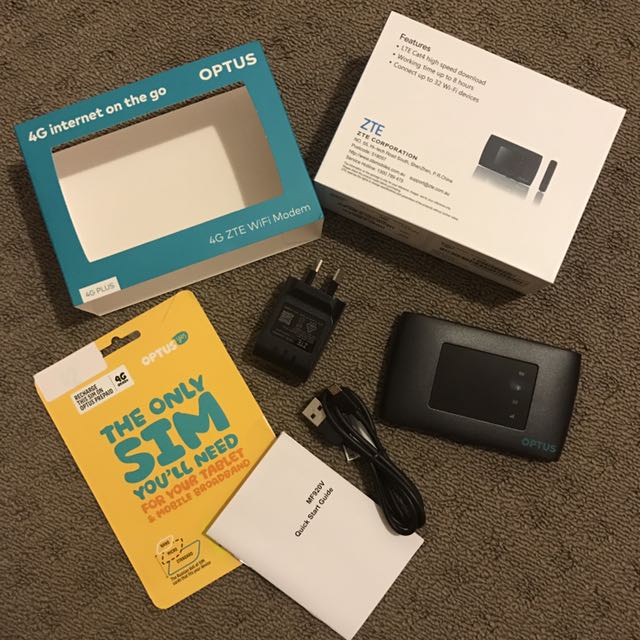 Optus ZTE 4G Pocket Wifi Modem with Optus 4GB data SIM card to use in