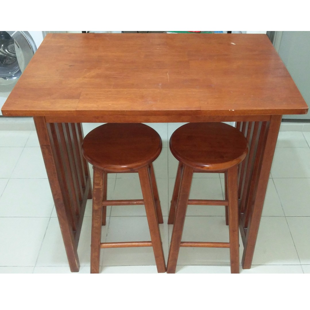 Wooden Kitchen Table W 2 Bar Stools Furniture Tables Chairs On Carousell
