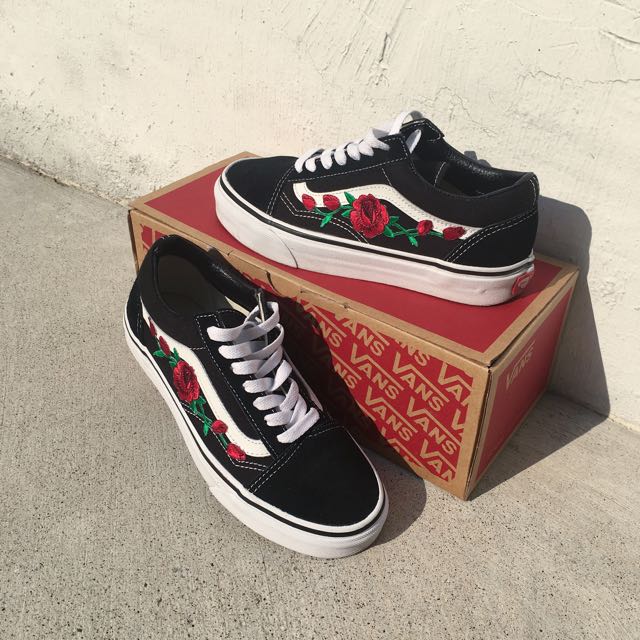 vans with embroidered roses uk