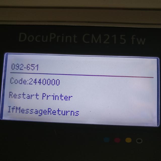 Fuji XEROX Docuprint CM215FW S LED Printer Error Code 2440000