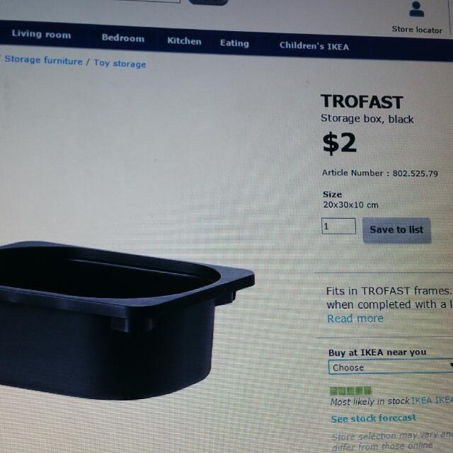 Ikea Trofast Storage Box (black), Furniture & Home Living, Home