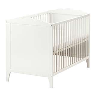IKEA Hensvik Baby Cot with Mattress, Mattress Protector, Padding and Fitted Sheets