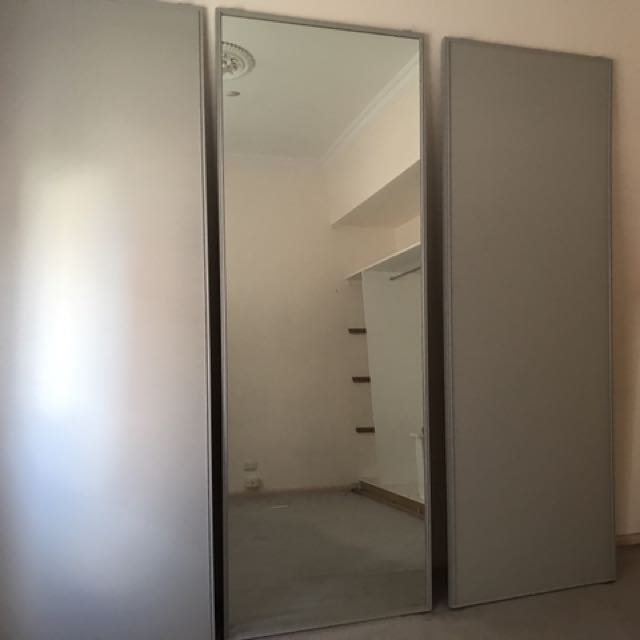 3 Sliding Doors For Built In Wardrobes 1 Glass Panel 2 Grey