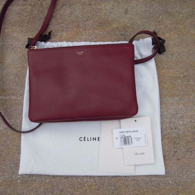 Celine trio bag burgundy outlet