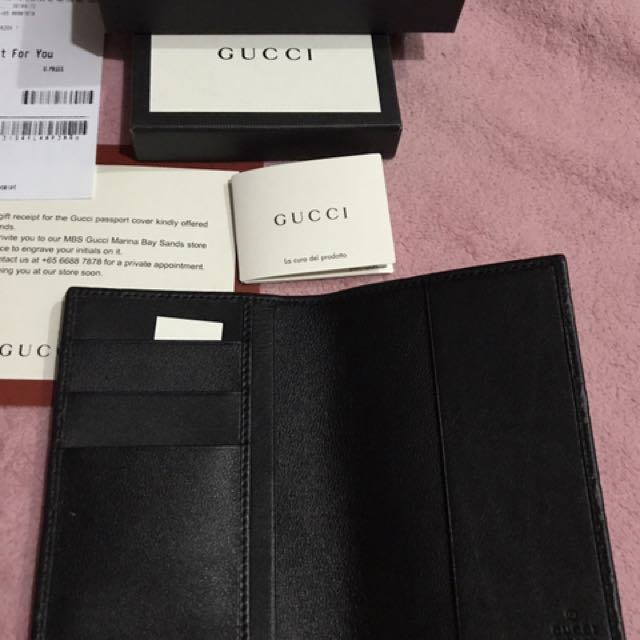 Gucci Passport Holder Cover Black Monogram, Luxury, Bags & Wallets on
