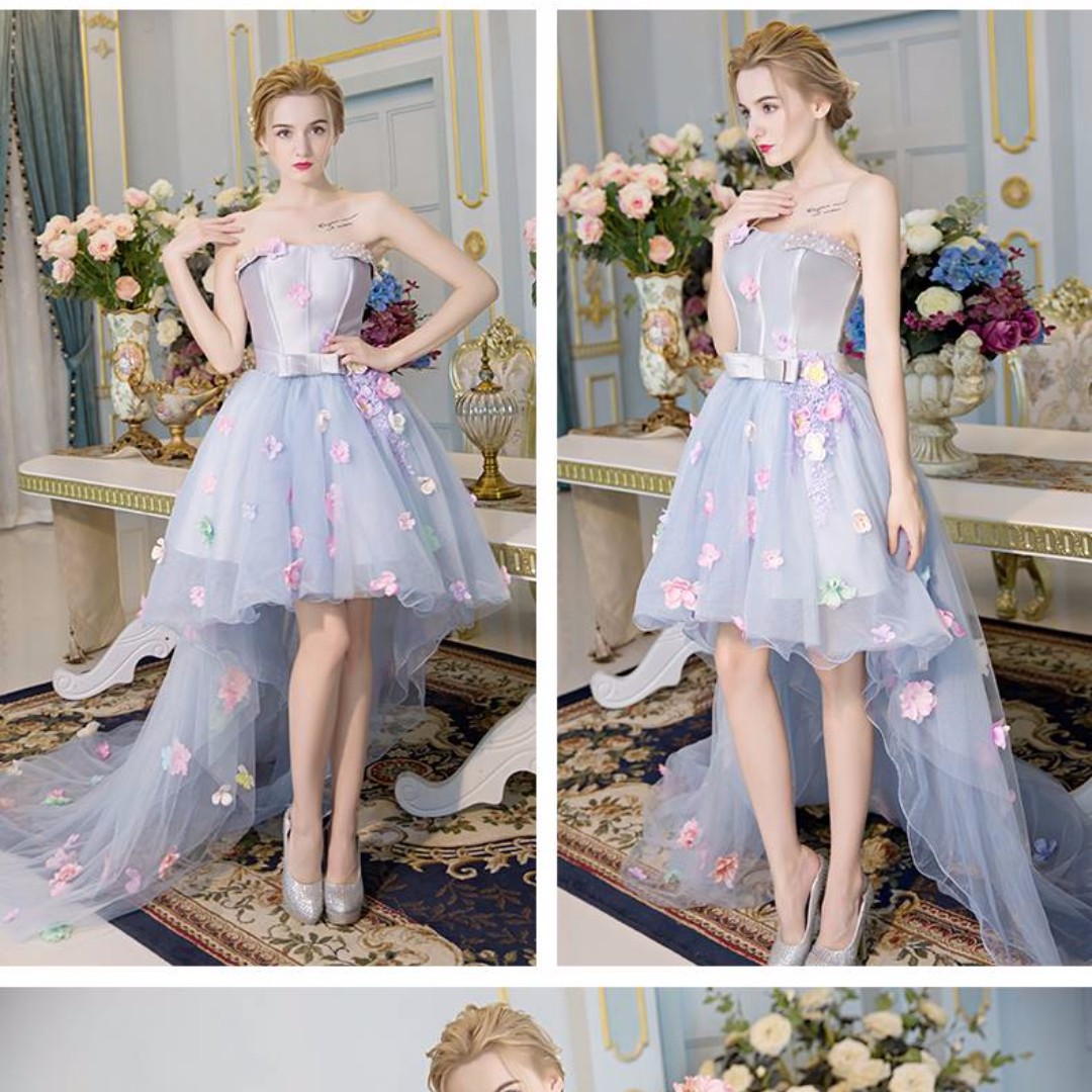 Front short and hot sale back long frock