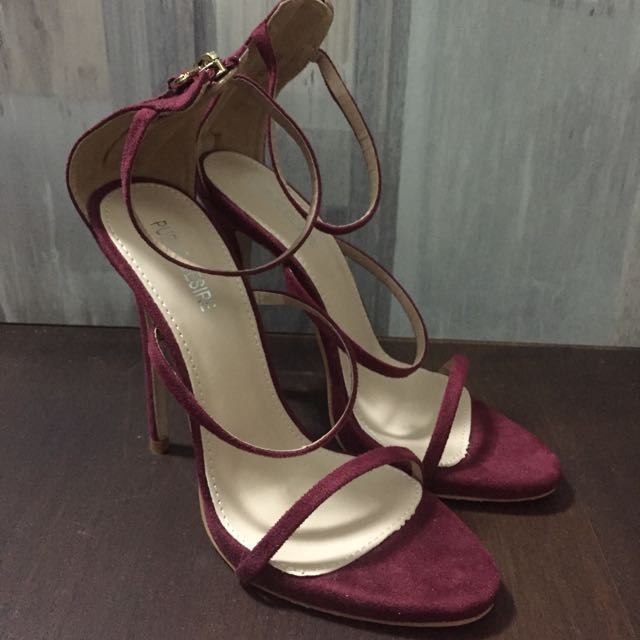 Public Desire Aisha Strappy Burgundy Heeled Sandals