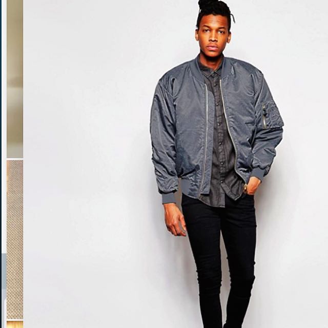 Reclaimed Vintage Acid Wash MA1 Bomber Jacket With Back Panel
