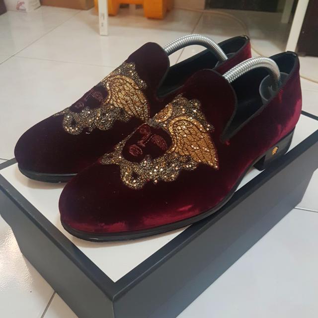 red velvet versace loafers