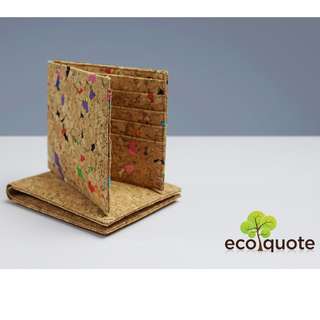 EcoQuote Bi Fold Wallet Handmade Cork Material