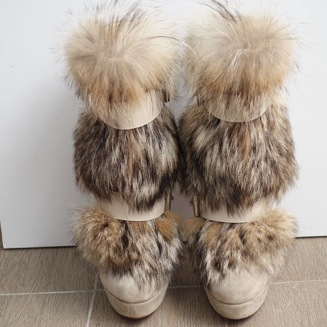 Christian louboutin boots with fur clearance
