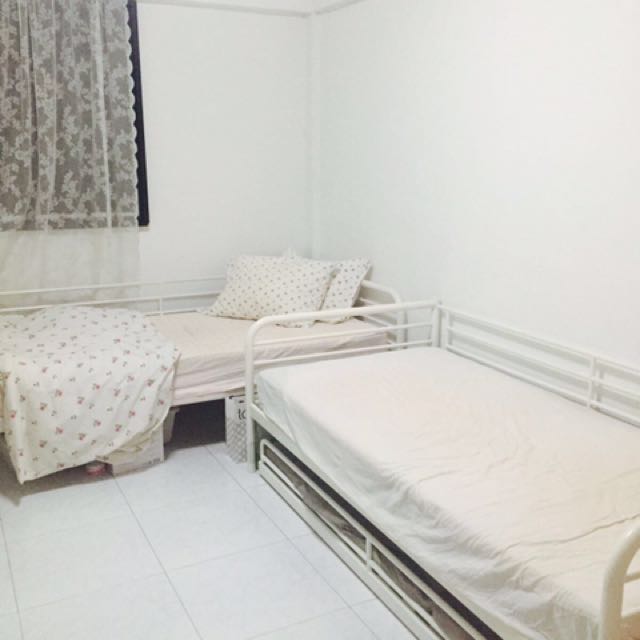 Ikea Metal Bed Frame White With Svarta Pull Out Bed Frame White Furniture Beds Mattresses On Carousell