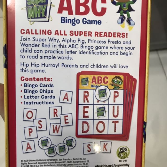 Super Why Bingo