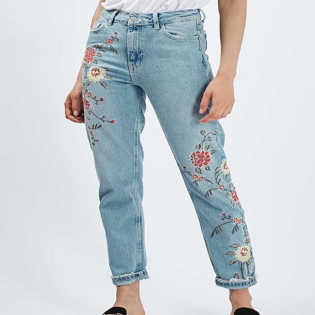 Embroidery Floral Jeans, Women's Fashion, Bottoms, Jeans & Leggings on ...