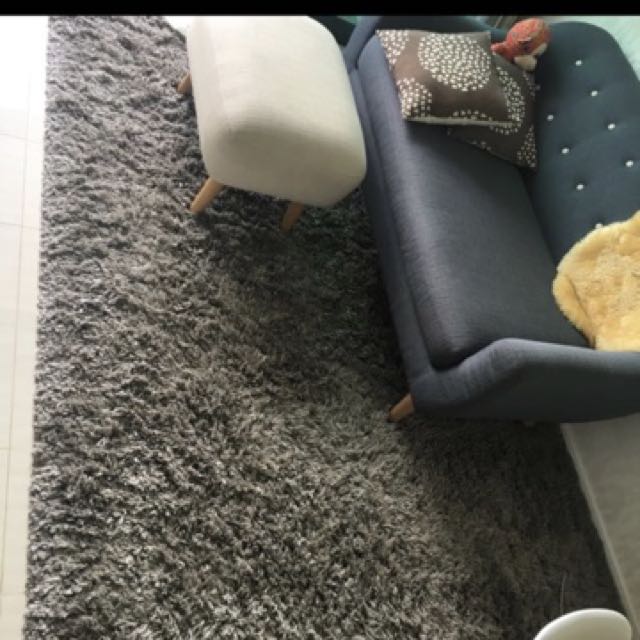 Ikea Gaser Rug, high pile, grey 170 x 140cm, Furniture & Home Living