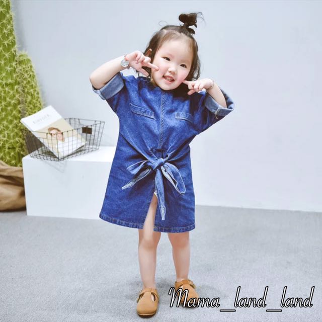 Smart Casual Denim Lady Girlish Looking Dress Babies Kids