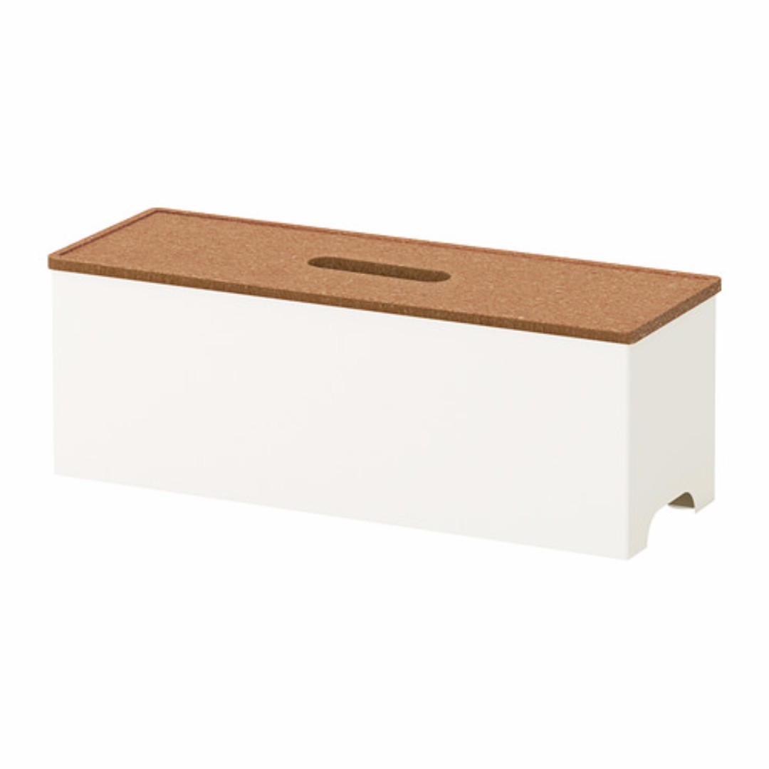 IKEA KVISSLE Cable management box, cork, white, Furniture & Home Living