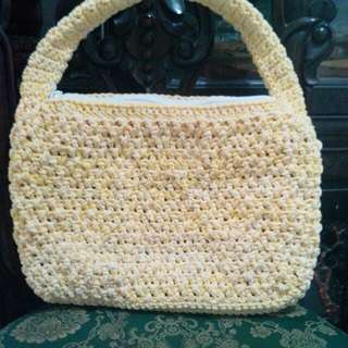 Tas Rajut Cantik HAND MADE Kuning Muda