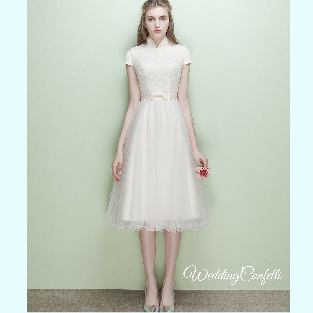 mandarin collar wedding dress
