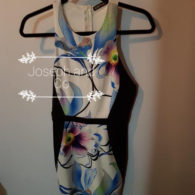Heart N Fire Sleeveless Black And Floral Dress With Halter Back