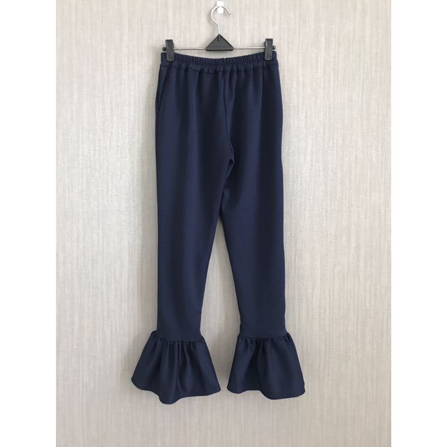 Navy Blue Flare Pants, Fesyen Wanita, Pakaian Wanita di Carousell