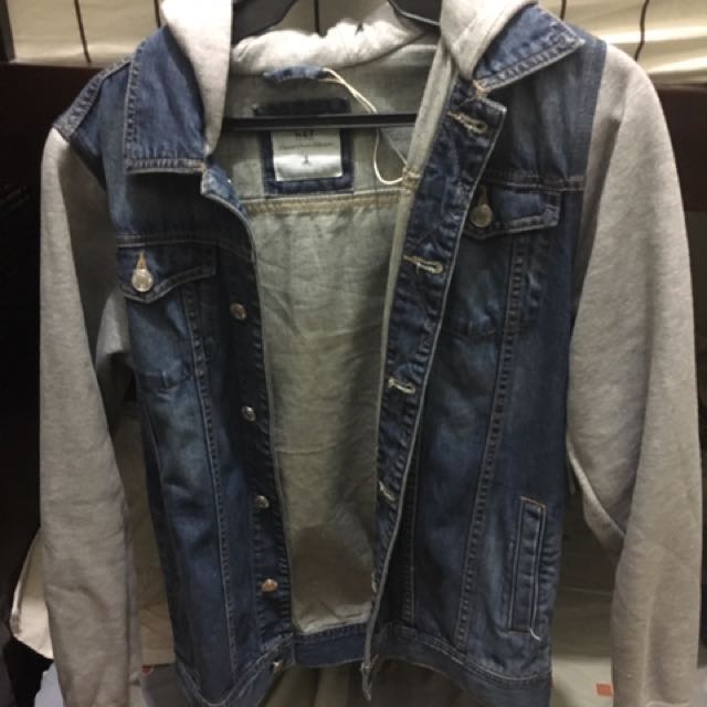 Denim jacket with hotsell cloth sleeves