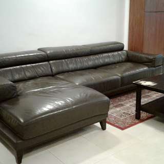 Full Leather 3 Seater L Shaped Couch