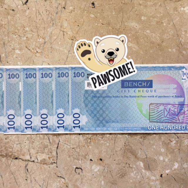 Bench Gift Cheques Worth 600 In Denominations Of 100s On Carousell