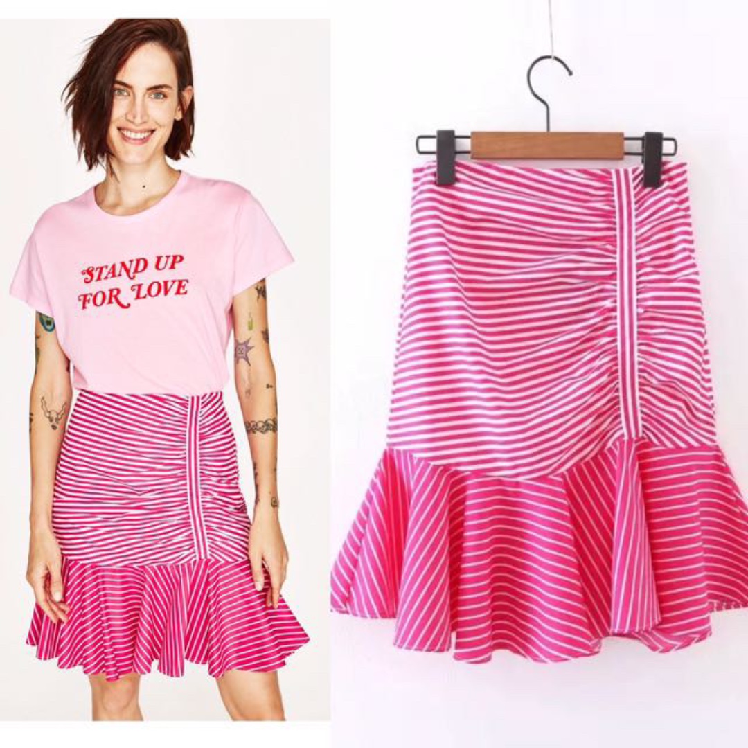 zara pink ruffle skirt