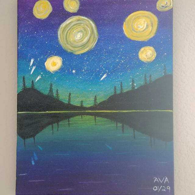 Starry Night Sky Acrylic Painting 8x10 Design Craft On Carousell