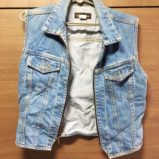 Vintage Denim Vest With Harley Davidson Patch Uk10 Uk12 Uk14 Women S Fashion Clothes Tops On Carousell