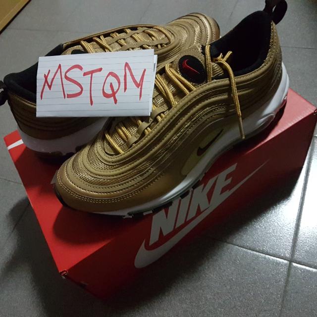 US9 AIR MAX 97 OG QS Metallic Gold Varsity Red Men s Fashion
