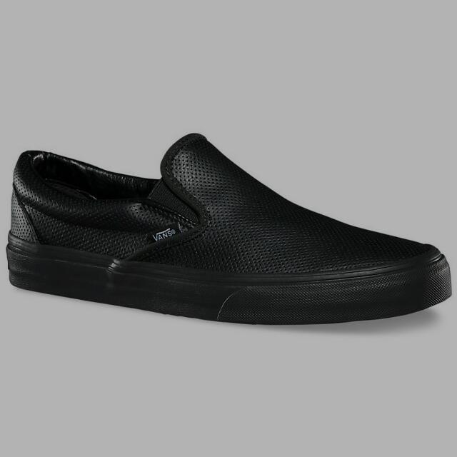 vans perforated leather slip on mens